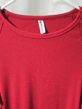 PrettyGarden Women's Long Sleeve Ribbed Tee — Red